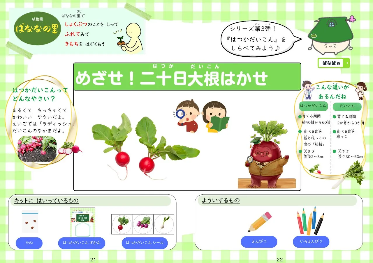 2026年8月号「めざせ! 二十日大根はかせ」の冊子より